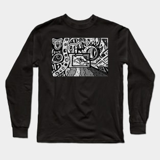 Black and White TV Explosion Long Sleeve T-Shirt